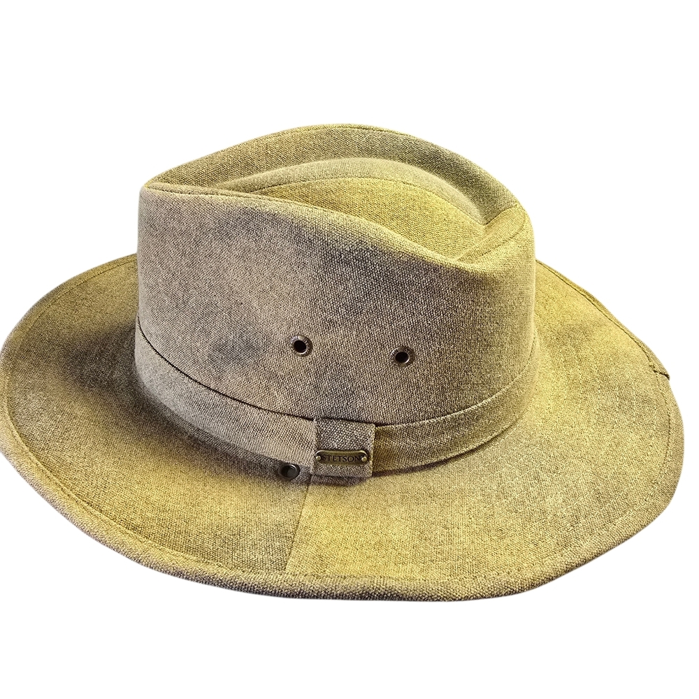 Stetson Narrative Hat Weather Distressed Canvas, Burlap Size Large